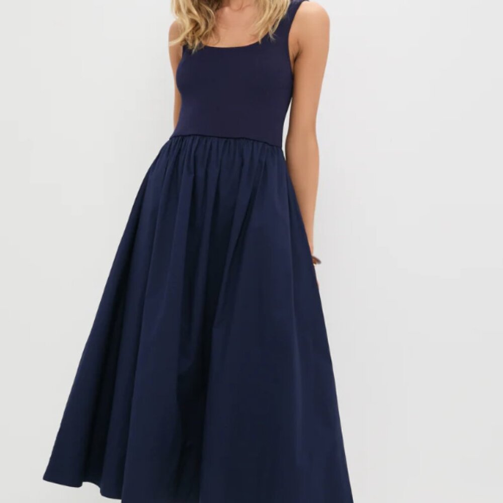 Tuckernuck Navy Tank Mixed Media Midi Juliette Dress XS Worn Once